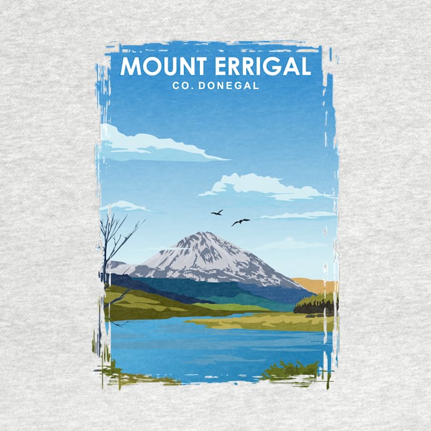 Mount Errigal Travel Poster Donegal Ireland by jornvanhezik